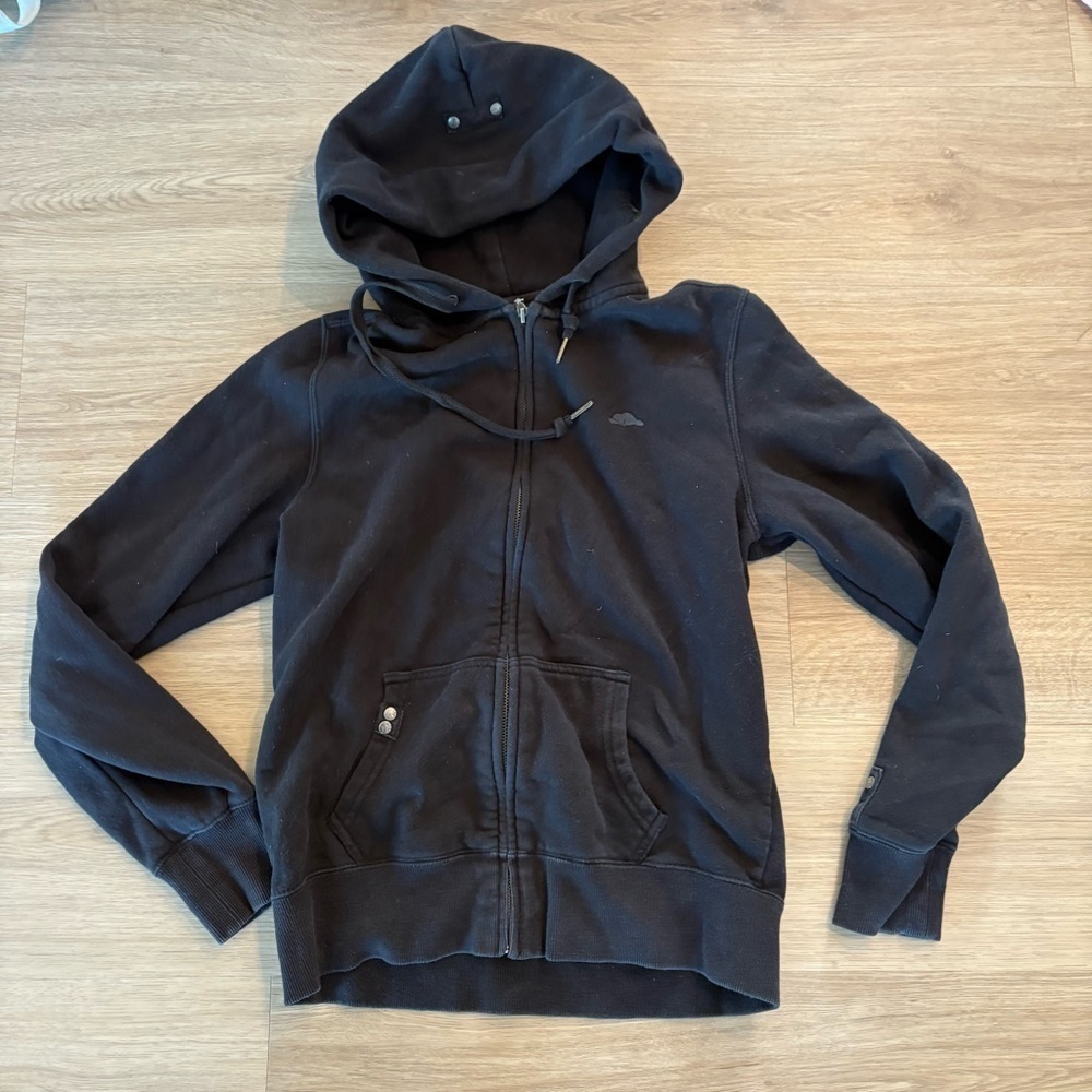 ** Roots Canada Zip Up Hoodie Black Full Zip Womens Small
